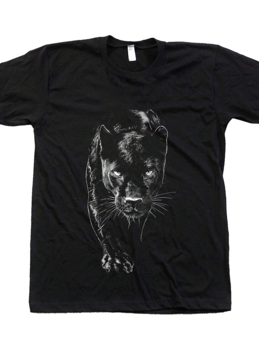 Camiseta de pantera: camiseta unisex de algodón con cuello redondo para hombre Children's clothing - Negro - Ver 1