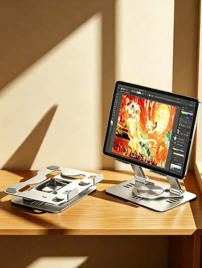 360 Grad drehbarer, faltbarer Laptop-Ständer, einstellbarer Metall-Kühllaptop-Ständer für den Schreibtisch