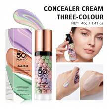 Hydrating Color Correcting Primer, 3 In 1 Makeup Base & Concealer For Even Skin Tone, Moisturizing Natural Coverage Isolation Cream, Smooth Non-Cakey Face Primer For Dewy & Flawless Finish - Multicolor - View 2