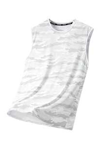 Herren Mehrfarbiges Camouflage Tanktop, Rundhals Atmungsaktives Mesh Weste, Schnelltrocknendes Sport Tanktop für Fitness & Training - Weiss - Übersicht 2
