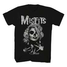 Women's Misfits Band T-Shirt, Black, Short-Sleeved, With American Punk Rock Graphic Design. Comfortable T-Shirts, Suitable For Everyday Wear, Parties, Or Outdoor Activities. - 黑色 - 查看 7