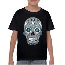 Camiseta juvenil Philadelphia Sugar Skull para fanáticos del fútbol americano en Filadelfia - Negro - Ver 6