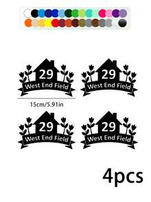 Trash Can Sticker Set (Optional 1/2/3/4/5/6/7/8/10pcs): Customized Stickers, Including Room Number And Floral Pattern. Personalized Text And Address Labels, Mailbox Number And Street Name Stickers. Waterproof And Durable, Self-Adhesive And Easy To Apply. Suitable For Trash Cans, Mailboxes, Houses And Recycling Bins, Multiple Colors Available. - Multicolor - View 13