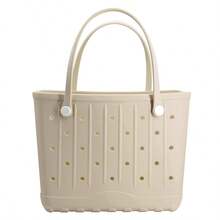 Rubber Beach Tote Bag, Large Capacity Waterproof Beach Bag Suitable For Swimming Pools, Boats, Sports, And Outdoor Washable Travel Tote Bag - 卡其色 - 查看 1