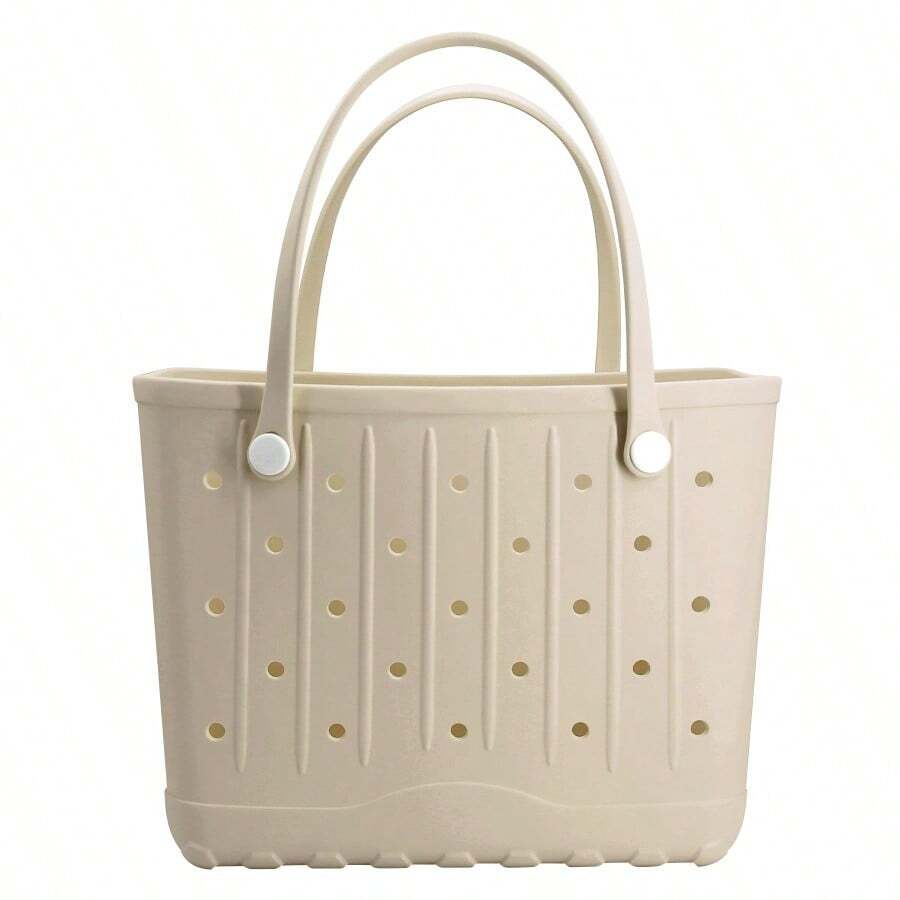 Rubber Beach Tote Bag, Large Capacity Waterproof Beach Bag Suitable For Swimming Pools, Boats, Sports, And Outdoor Washable Travel Tote Bag - 卡其色 - 查看 1