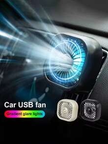 1pc Car Air Vent Mounted Fan With Colorful Lights, 3 Wind Speeds, Low Noise, USB Powered, Suitable For Vehicle Mini Fan - A - View 2
