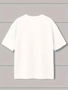 Camiseta casual de manga corta con estampado de niña de dibujos animados, talla grande, de una sola pieza, con cuello redondo, ideal para el uso diario, adecuada para verano y primavera, camiseta versátil para mujer, top femenino. - Blanco - Ver 4