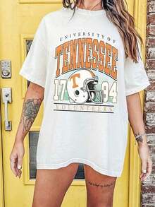 Pure Cotton Tennessee Knoxville College Preppy Tennessee Vols Okey T-Shirt, White, Various Sizes - Send Warmth To Your Loved Ones, A Perfect Birthday Gift And A Surprise For Any Day. Short-Sleeve T-Shirt With Urban-Style Graphic Print. - 白色 - 查看 6