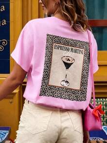 Áo thun crop top nữ phong cách Y2K mùa hè in hình cocktail Margarita, áo thun đồ họa, áo nữ thường ngày - Hồng - Xem 4