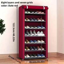 Black Dustproof Shoe Cabinet, Multi-Layer Simple Shoe Rack, Suitable For School Dormitories, Easy To Assemble, Freestanding Shoe Rack, Multiple Layers Available: 6 Layers, 8 Layers (10-Layer Shoe Rack Can Hold About 20-27 Pairs Of Shoes), Dustproof Shoe Rack, Space-Saving Household Storage Rack - Black - View 7
