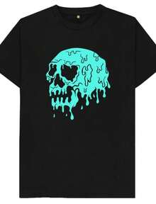1 Piece T-Shirt With Jolly Roger Skull And Crossbones Design, Pirate Flag, Military Style, American Bandana, Gift, Crew Neck T-Shirt, 180g, 100% Cotton - 黑色 2 - 查看 12