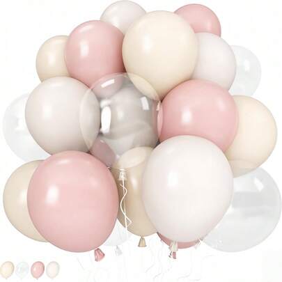 40pcs/28pcs Set Of 10-Inch Pink, Beige, Skin-Tone Latex Balloons, Suitable For Engagement, Anniversary, Wedding, Date, Confession, Balloon Arch, Wedding Room Decoration