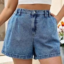 Tall CURVE Plus Size Women Summer Fall Women Clothes Back To School Y2k 2000s Style Streetwear Stockholm Style Punk Airport For Women Date Nights Women Going Outs Micro Shorts Casual Blue Denim Frayed Hem Shorts - Negro - Ver 4