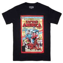 Captain America 40th Anniversary Marvel Comic Cover T-Shirt - Black - View 1