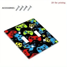 1pc 2D Printed "Play Start Let Go" Light Switch Panel Cover, Functional Decorative Wall Plate, With Exquisite Pattern, Suitable For Bedroom, Kitchen And Home Decor, 2D Flat Version - Multicolor - View 10