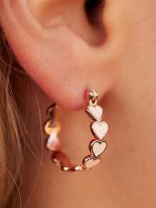1 Pair Cute Heart Shaped Earrings, Designed For Women, Suitable For Weddings, Engagements, Anniversary Parties, Valentine's Day Gifts - 1# - View 4