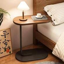 C-Shaped Compact Sofa Side End Table Coffee Laptop Table Living Room Bedroom UK - Brown - View 9