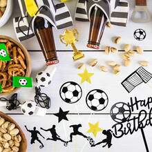 Decoraciones de pastel de fútbol de la Copa del Mundo, adornos, suministros para fiestas, banderas para hornear, decoraciones de cumpleaños felices, regalos de regreso a la escuela, suministros para fiestas, ramos de fiestas de cumpleaños, decoraciones de escena con tema lindo, decoraciones interiores. - Multicolor - Ver 3