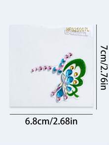 1 pieza Pegatina de media luna con mariposa y cristales de estrás, joya facial autoadhesiva, pegatina de maquillaje para escenario, adecuada para uso diario, festivales y fiestas para realzar la sofisticación del maquillaje - Multicolor - Ver 12