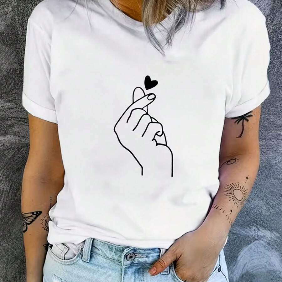 Printed T-Shirt For Men And Women - 白色 - 查看 1