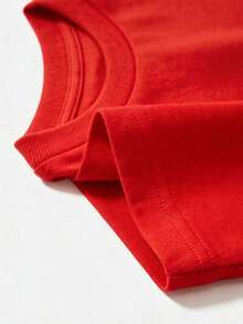 Women's Red Cotton Short-Sleeve T-Shirt With "Jesus Loves You" Print, Regular Short Sleeves, Crew Neck, And Slightly Stretchy Fabric, Perfect For A Cute And Festive Look. 100% Cotton - 紅色的 - 查看 4
