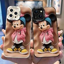 Disney Mickey Mouse Phone Case, Streetwear Style Protective Cover. Compatible With IPhone 17, 16, 15, 14, 13, 12, 11 Pro Series And Galaxy S22, S23, S24, S25 Models, Featuring Mickey In A Pink Hoodie, Layered Hats, And Sneakers Against A Soft Beige Background, Perfect For  Disney Fans, Ideal For Birthdays, Holidays, Anniversaries, Graduation Gifts, Or Any Special Occasion To Surprise Family, Friends, Classmates, And Loved Ones. - 黑色 - 查看 3