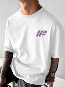Camiseta con estampado de flores de cerezo de Tokio, para uso diario, versátil, de manga corta y cuello redondo, diseño casual estampado en la espalda para hombre, camiseta de cuello redondo con hombros ligeramente caídos. - Blanco - Ver 1