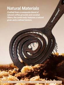 1 Peça Escova de Cabelo Redonda Oca de Borra de Café e Fibra de Coco Desembaraçante, Utilizável Molhada ou Seca, Penduráve, Para Todos os Tipos de Cabelo, Ferramentas de Cabelo, Itens de Cabelo, Essenciais de Viagem, Barbeiro, Cabeleireiro, Acessórios de Barbeiro, Dia dos Namorados, Suprimentos de Cabelo, Cabeleireiro, Barbearia, Salão, Essenciais de Férias, Produtos de Cabelo, Presente do Dia dos Namorados, Essenciais de Viagem para Mulheres, Ferramentas de Cabeleireiro - Castanho - Visão 2