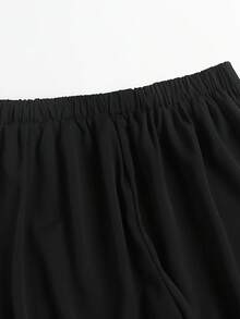 Quần dài ống đứng thoải mái cỡ lớn EARO, chất liệu vải không co giãn, thời trang, thanh lịch, đa năng, dáng rộng, tôn dáng, màu đen. - màu đen - Xem 6
