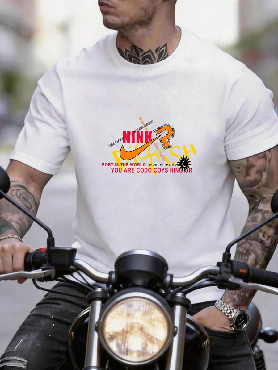 [Summer New Arrivals] Men's Fashion Solid Color Crew Neck Short Sleeve T Shirt, Comfortable Breathable Summer Casual Top, Versatile Graphic Tee Suitable For Daily Wear Outdoor Riding Street Hangout - 白色 - 查看 1