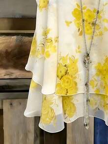 Conjunto de verano de mujer con top estampado y tejido, nueva blusa de verano - Amarillo - Ver 4