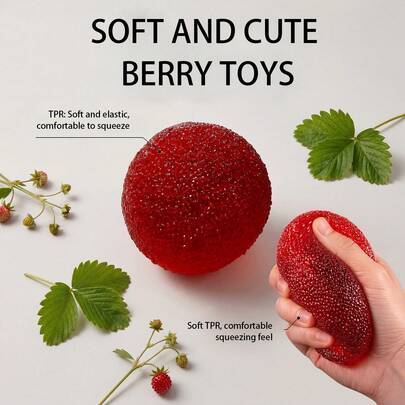 1pc Random Color Lychee Shaped Stress Relief Desktop Toy, Handmade Squeezy Ball Noise Control Series, Fun & Cute Gift For Birthday, Easter, Halloween, Christmas, Party, Squishy Stress Toy
