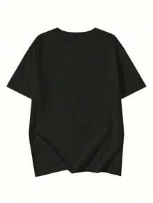 Mujer T-shirt Casual Deportiva Estampado Zumba Siluetas Coloridas Color Liso Corte Holgado Cuello Redondo Manga Corta Primavera Verano Otoño Gimnasio Playera - Negro - Ver 4