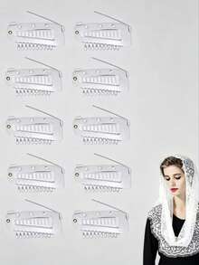 50 PIEZAS/20 PIEZAS/15 PIEZAS/10 PIEZAS/6 PIEZAS/3 PIEZAS Clips de caliente para sujetar velos, bufandas, pelucas y postizos, clips elásticos BB para el cabello, para el verano y la playa - Plateado - Ver 4