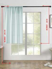 1pc/2pcs White Linen Texture Semi-Transparent Sheer Curtains, Soft Light Filtering For Bedroom Living Room Home Decor - Green - View 56