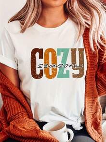 Camiseta de otoño  cómoda, Feliz Día de Acción de Gracias, Sudadera de calabaza de saludo, Camiseta de otoño, Camiseta de Acción de Gracias - Blanco - Ver 8