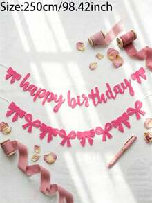 2件套粉色蝴蝶结生日快乐毛毡横幅DIY可爱生日快乐花环，适合女孩女士黑色蝴蝶结俏皮生日派对装饰，适合迎婴派对装饰，可用于墙壁、窗户、壁炉等家居装饰 - 多色 - 查看 7