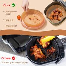 100pcs Round Air Fryer Paper Baking Paper Tray Silicone Oil Paper Special Paper Paper Bowl Air Fryer Special Paper Plate FDA Suitable For 0.79-1.32gal Air Fryer 6.3*1.77inch - 100 - View 5