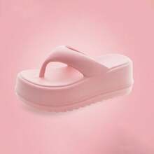ASHALI Dép xỏ ngón đế dày màu hồng dành cho nữ, chất liệu EVA, dép đế mềm, kiểu dáng Ins Fairy, sandal đế xuồng đa năng cho mùa hè. - Hồng - Xem 5