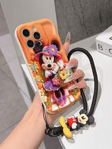 Disney Has Authorized, Phone Case - Chain Set, This Set Features A Mickey Mouse Phone Case Paired With A Detachable Silicone 3D Stitch Wrist Strap, Complete With A Metal Ring Attachment. Crafted Using A Unique 2D Wave-Texture Technique, The Case Is Made From Eye-Catching And Adorable TPU Material, Showcasing Classic Mickey And Minnie Mouse Designs. It Is Compatible With The Entire IPhoneseries, Including Models 17, 16, 15, 14, 13, 12, 11, XS, XR, X, Plus, Pro, And Max. This Stylish, Cartoon-Themed Protective Case Not Only Provides Robust, All-Around Protection For Your Device But Also Makes For The Perfect Gift For Friends And Family. IPhone17 Pro Max Case. Disney Phone Case. - trắng - Xem 2