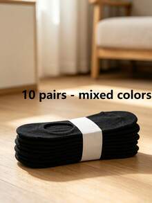 5 Pairs Women's Invisible Flat Boat Socks, Low-Cut - Apricot - View 9