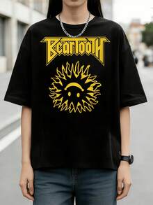 Beartooth Metal Band Sun  Retro Graphic Cotton Summer Short Sleeve T-Shirt - Black - View 6
