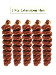 1pc/5pcs 16 Inch Heat Resistant Synthetic Curly Braided Hair Extensions Black Brown Chocolate Multicolor Spiral Fashion Wavy Braided Hair High Temperature Wavy Braided Hair For Women Christmas Daily Cosplay Accessories - Rust Brown - View 7