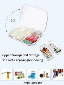 M+L Best-Selling PVC Zipper Toy Storage Box, Transparent Hard Stackable Organizer Bag, Home Storage Box, Multi-Functional Transparent Design, Also Suitable For Clothing Storage, Full-Function Storage Bag, Suitable For Travel, Back To School, School Supplies, Etc. - Multicolor - View 7