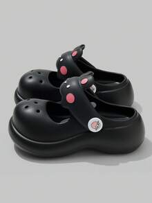 Damen-Sandalen mit Hasenohren und dicker Sohle, niedliche, atmungsaktive EVA-Strandpantoffeln mit Cartoon-Motiv, geeignet für alle Jahreszeiten, bezaubernde Outdoor-Sandalen, Cut-Out - Schwarz - Übersicht 8