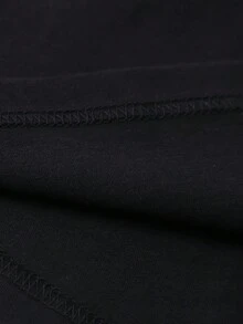Women's Casual Short-Sleeved T-Shirt With Eye-Catching "IT'S FINE I'M FINE" Print, Black Crew Neck, Geometric Print, Machine Washable, Loose Fit, Y2k Style. - 黑色 - 查看 5