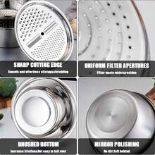 3pcs Stainless Steel Kitchen Utensil Set, Including Durable Grater, Rice Strainer And Pasta Bowl, Essential Cooking Tools - Draining Kit - View 7