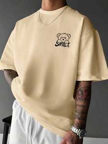 Zrgoth Men's Short Sleeve T-Shirt, Casual, Versatile, With Simple Print - Apricot - View 2