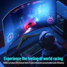Gawfolk 34 Inch Black Ultra Wide Curved Gaming Monitor, WQHD 165Hz 1500R PC Monitor, 1ms MPRT 128% SRGB Bezel-Less Computer Display, PIP PBP Supported Monitor Gaming Screen, DP Port & Tilt Adjustable, Wall Mountable Design, Applicable For PC Computer, PC Gaming, TV Viewing, Office Work And Multimedia Entertainment, Multiple Sizes Optional - UK Plug(220-240V) - View 6