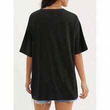 Camiseta de Mujer con Estampado Gráfico, Algodón Ligero, Verano, Camiseta para Tía, Regalo para Tía, Camiseta Divertida para Tía, Camiseta para Mujer, Camiseta Oversize, 100% Algodón, Tops Estampados para Mujer, Camisetas Cómodas, Camisetas Gráficas Casuales, Regalo para Enamorados, Camiseta Divertida de Manga Corta, Camiseta Oversize para Mujer con Estampado 100% Algodón Puro - Negro - Ver 4
